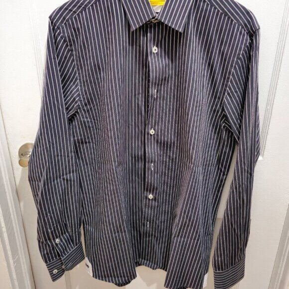Brio Milano Men’s Contemporary-Fit Striped Long-Sleeve Shirt — Size M - Picture 2 of 14